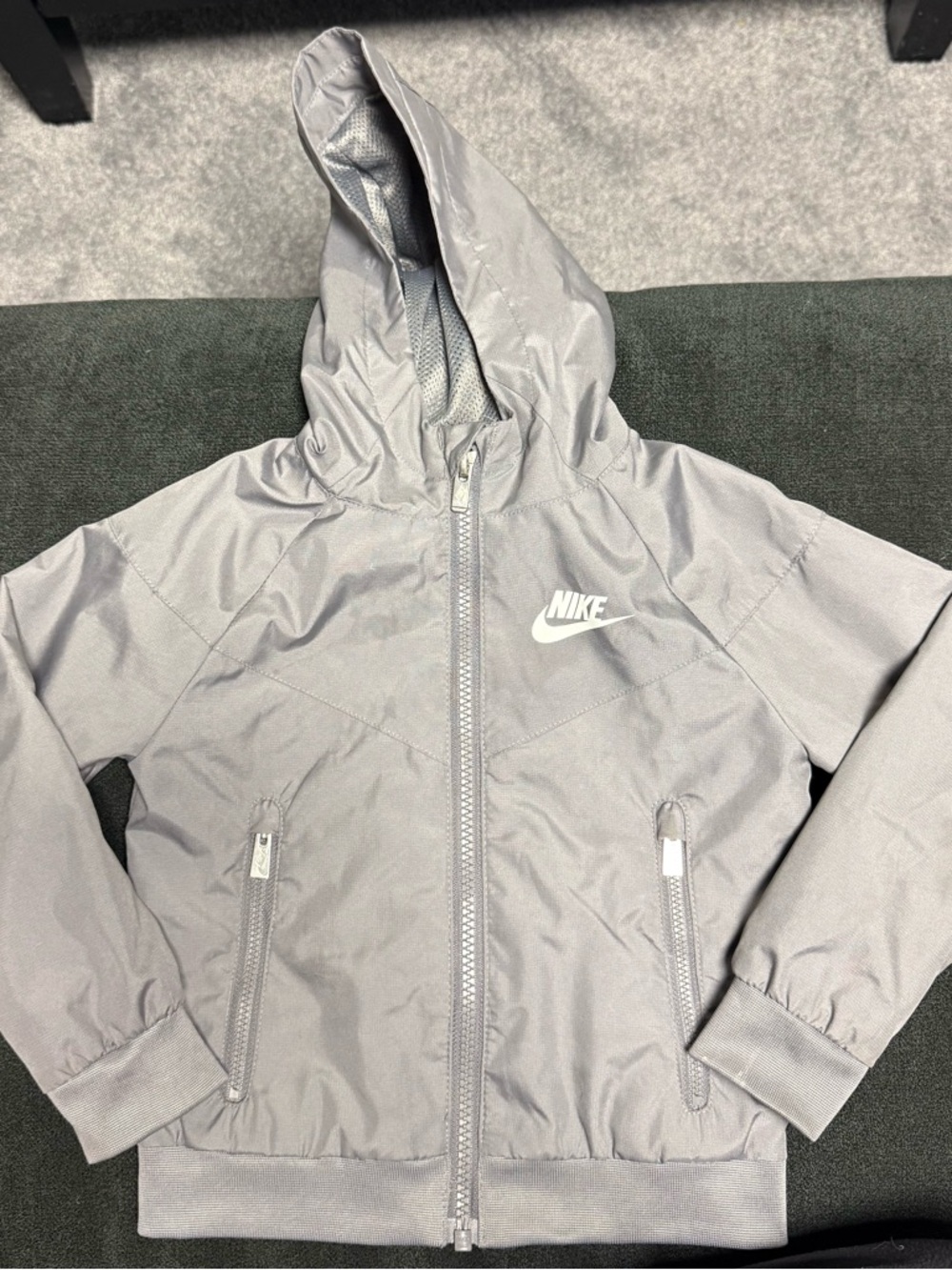Nike Kids' Hooded Windbreaker Jacket - Gray, Size 2T